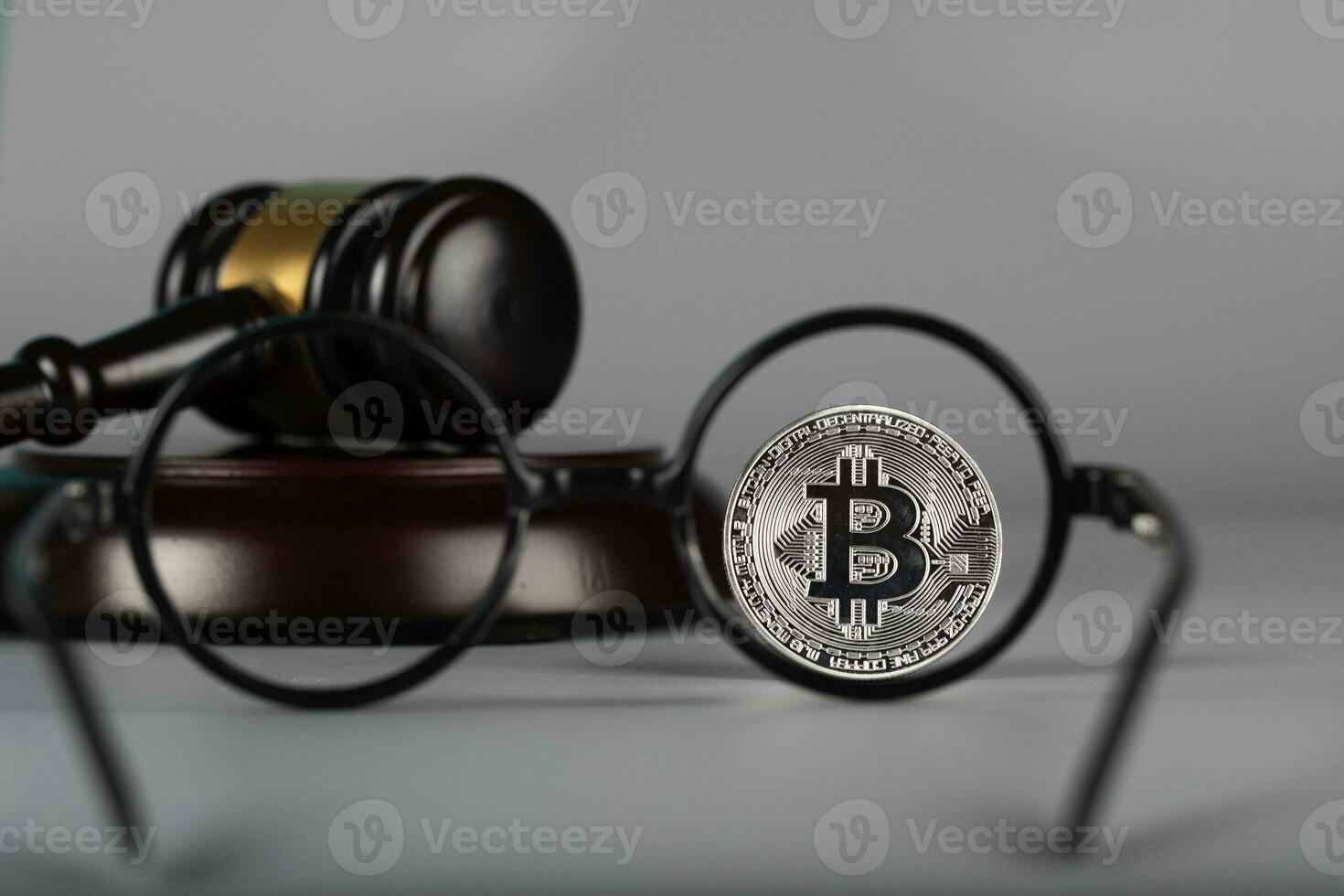 View at bitcoin through eyeglasses photo