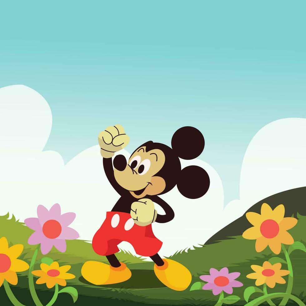 A Cute Mouse in the Garden vector