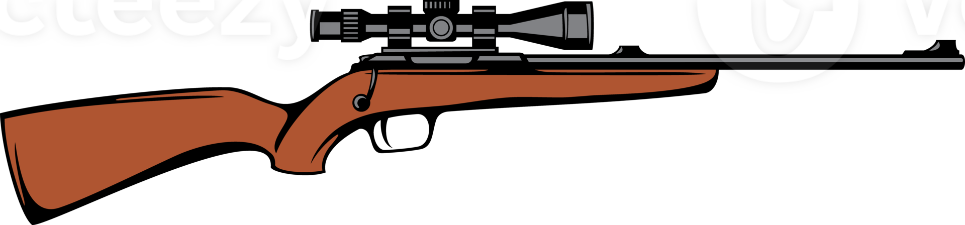 Hunting Rifle with Telescopic Sight. Sniper PNG Illustration.