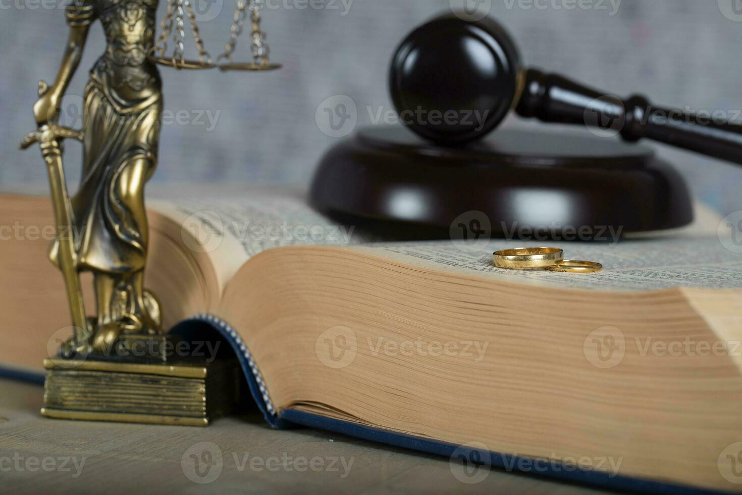 Marriage rings on a thick book. photo