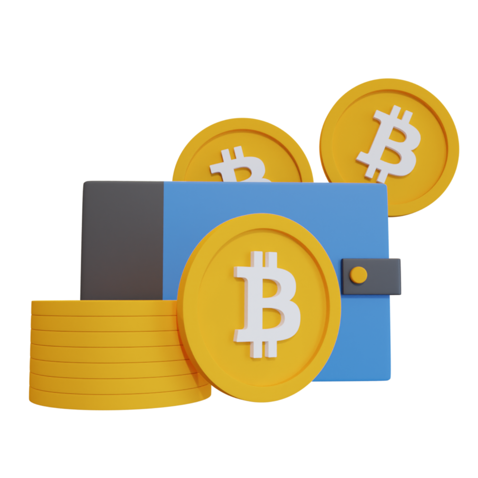 3D Wallet of Bitcoin png