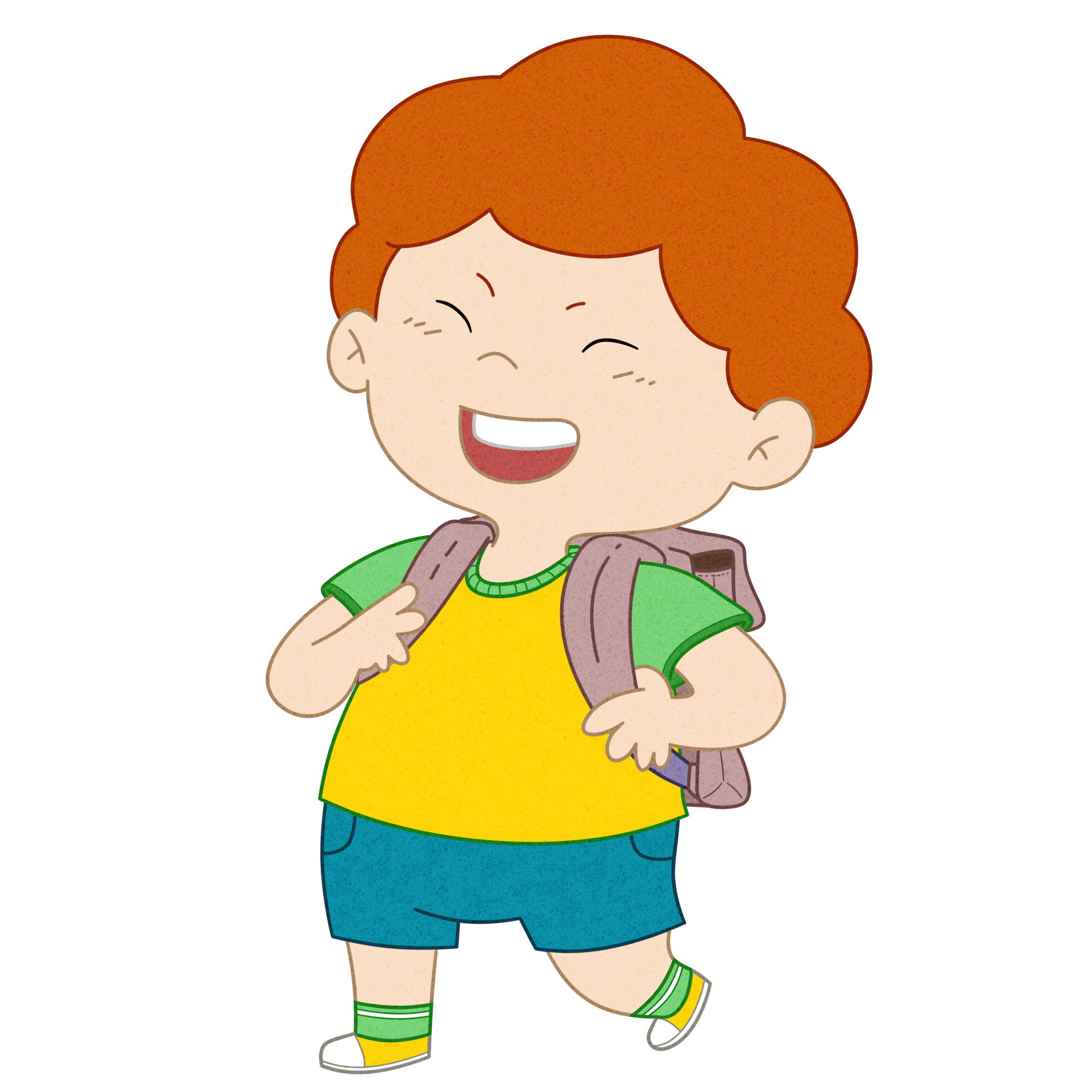 Cute Little Boy Cartoon Walking Bag 24996824 PNG