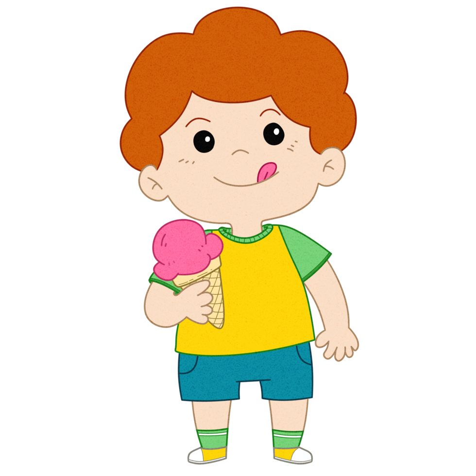 Cute Little Boy Cartoon Ice Cream png