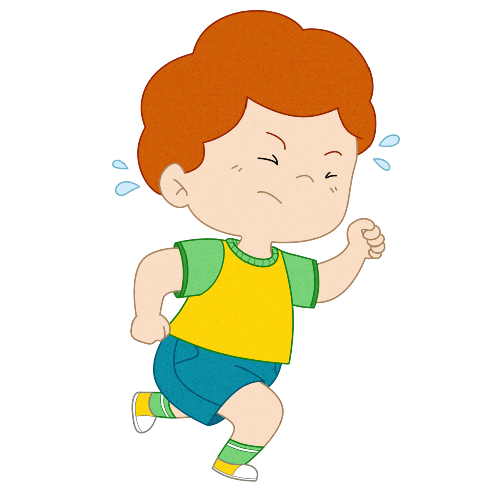 söt liten pojke tecknad serie löpning png