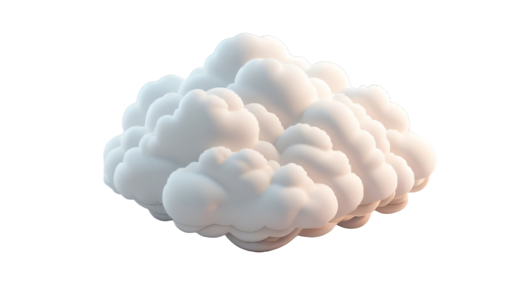 3d illustration of cloud on transparent background, for illustration, digital composition, and architecture visualization. png