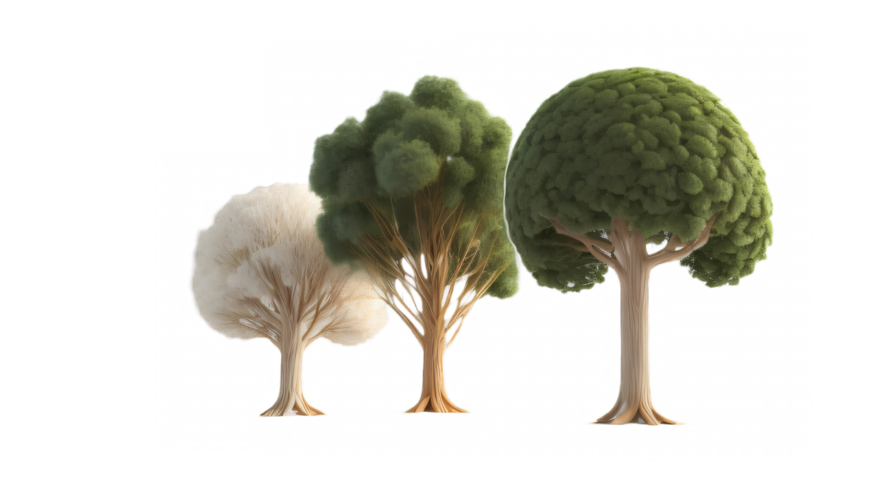 illustration av träd på transparent bakgrund, för illustration, digital sammansättning, och arkitektur visualisering. generativ ai png