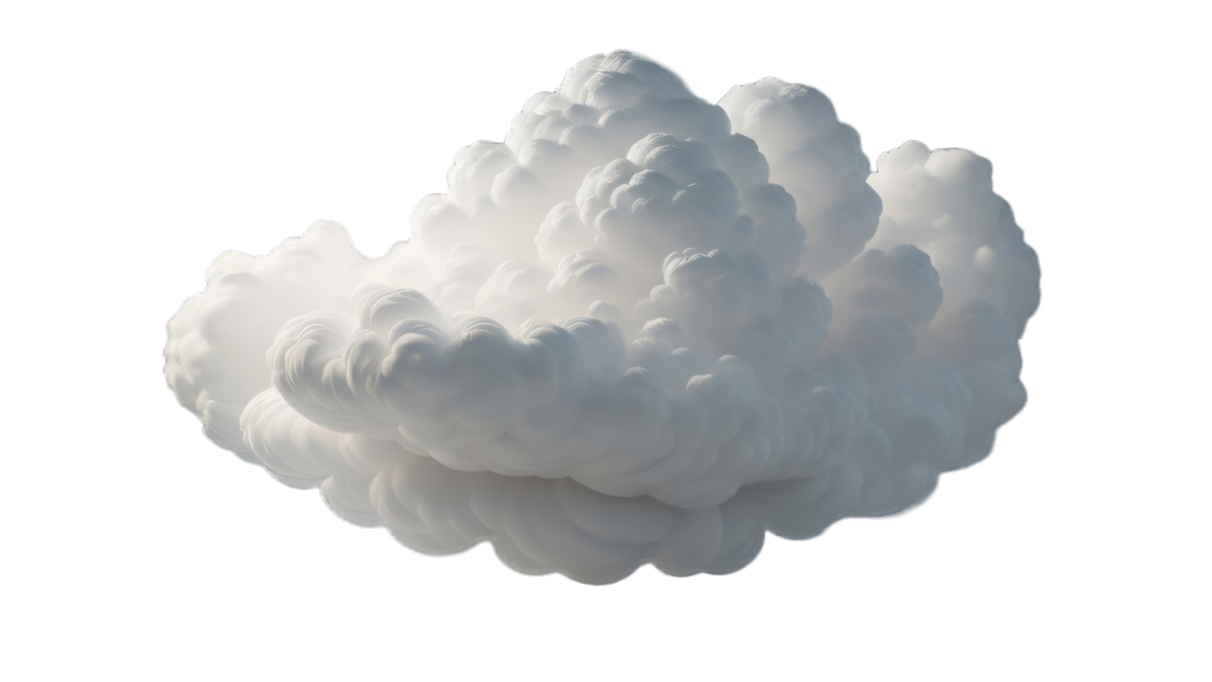 3d illustration of cloud on transparent background, for illustration, digital composition, and architecture visualization. png