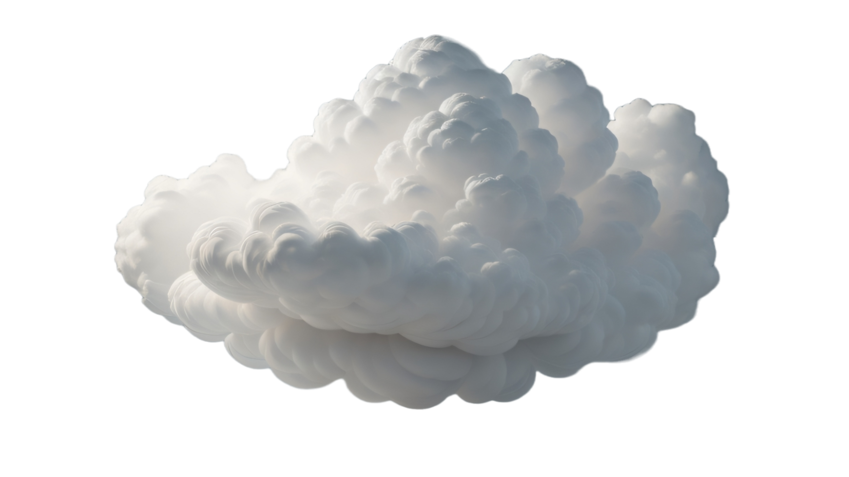 3d illustration of cloud on transparent background, for illustration, digital composition, and architecture visualization. png