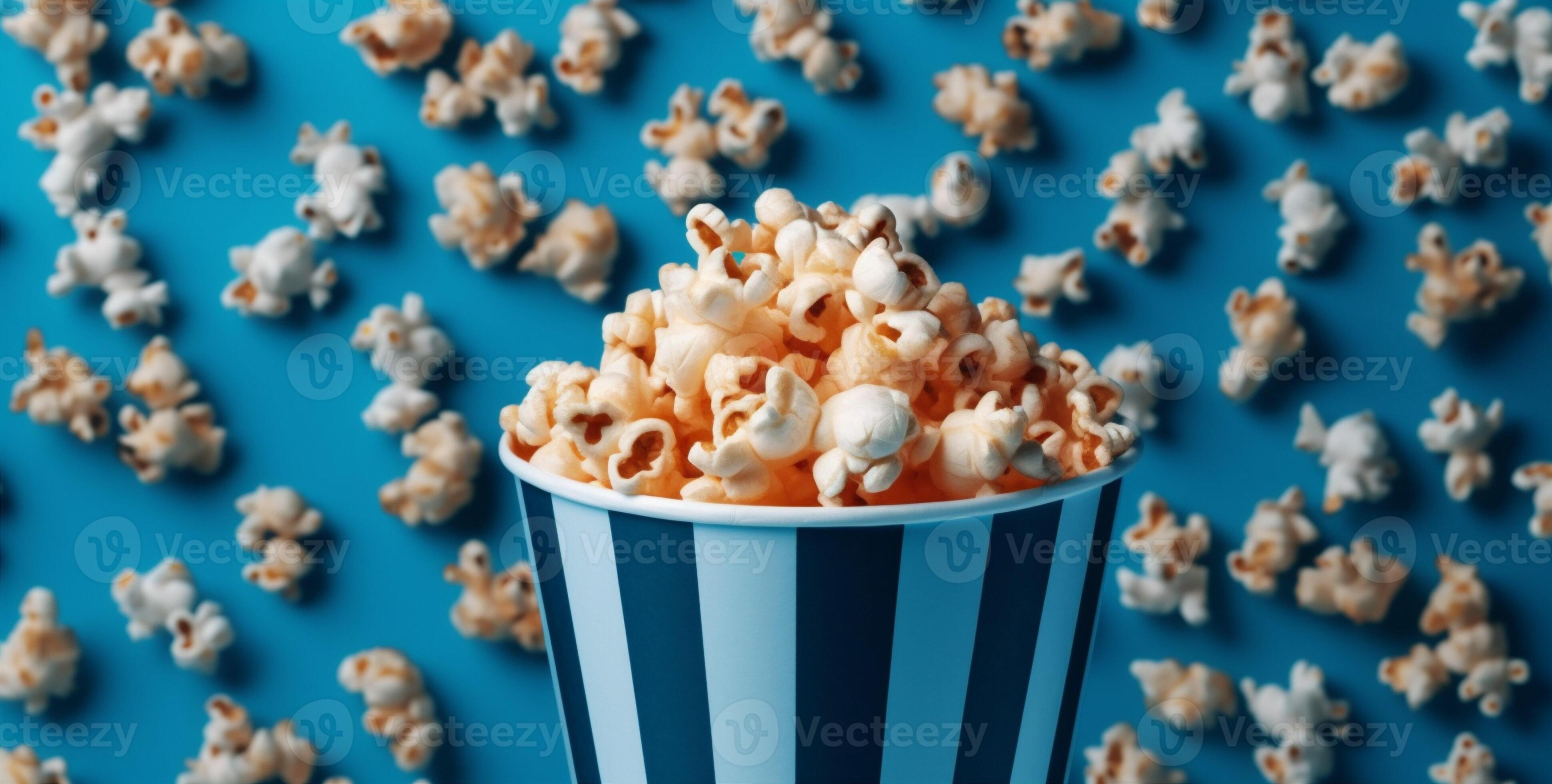 popcorn blue cinema object entertainment box white background snack