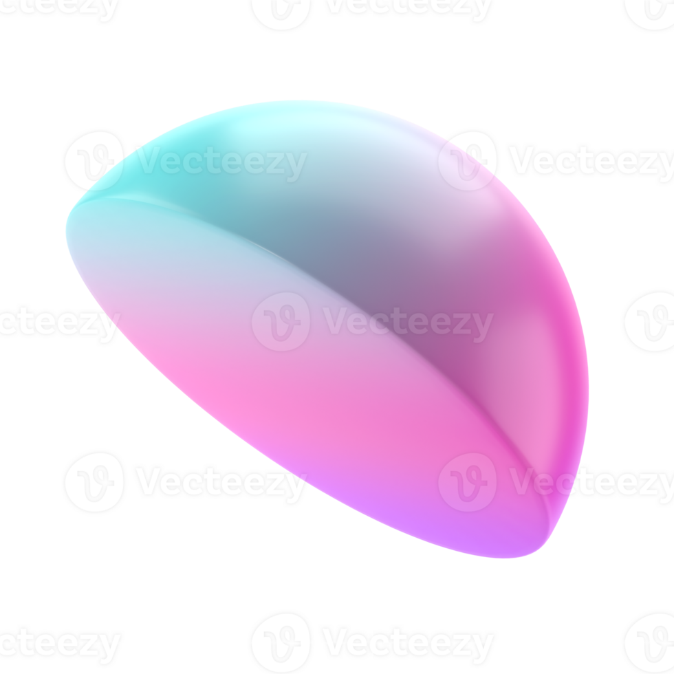 3d element semisphere metal geometric shape. Realistic glossy turquoise and lilac gradient luxury template decorative design illustration. bright semi sphere half circle mockup transparent png