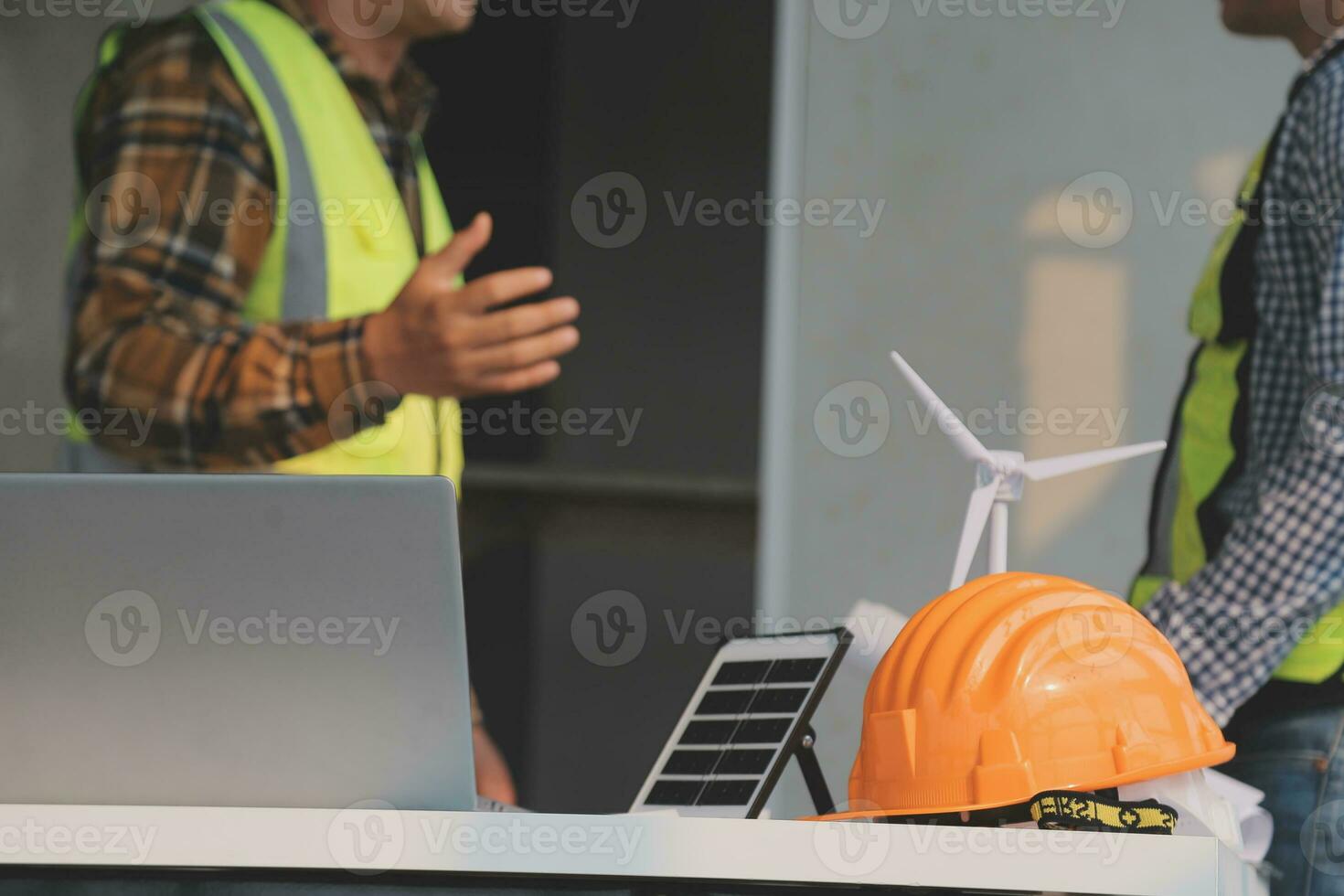 Professional Mechanical Engineer team Working on Personal Computer at Metal lathe industrial manufacturing factory. Engineer Operating lathe Machinery. Product quality Inspection photo