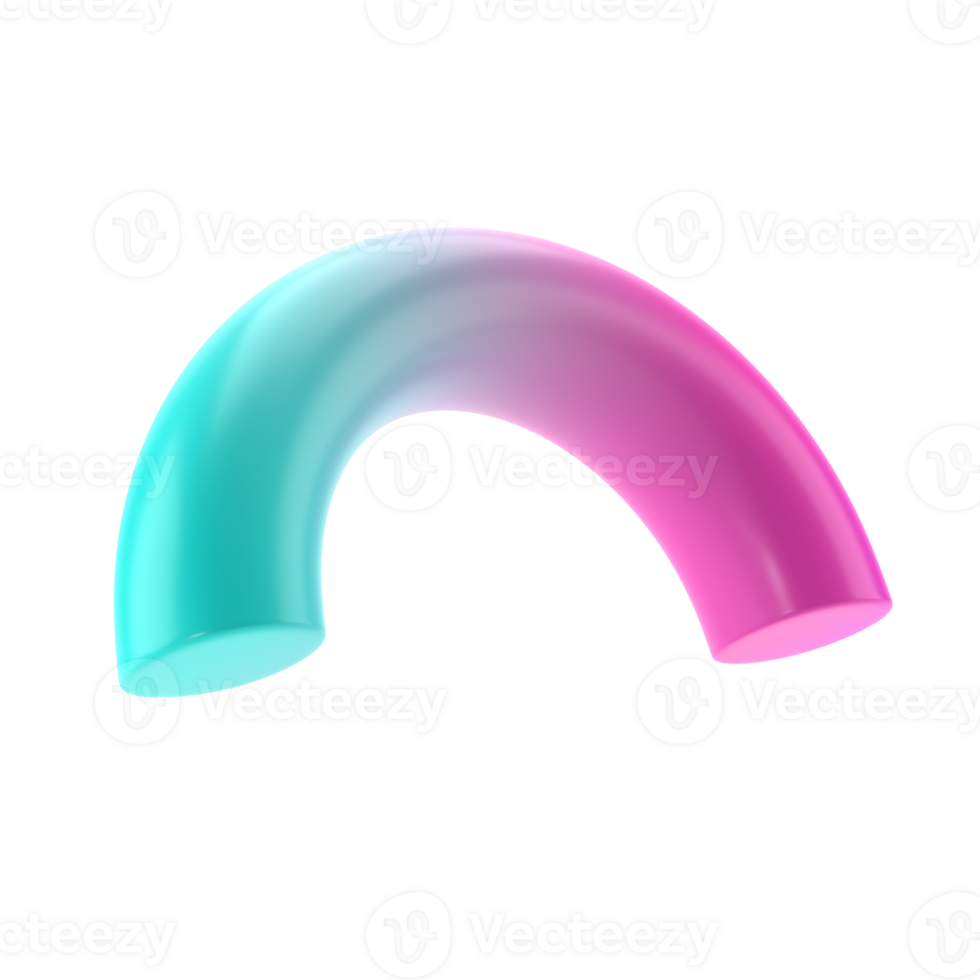 3d dimensional shape semidonut geometric metal png