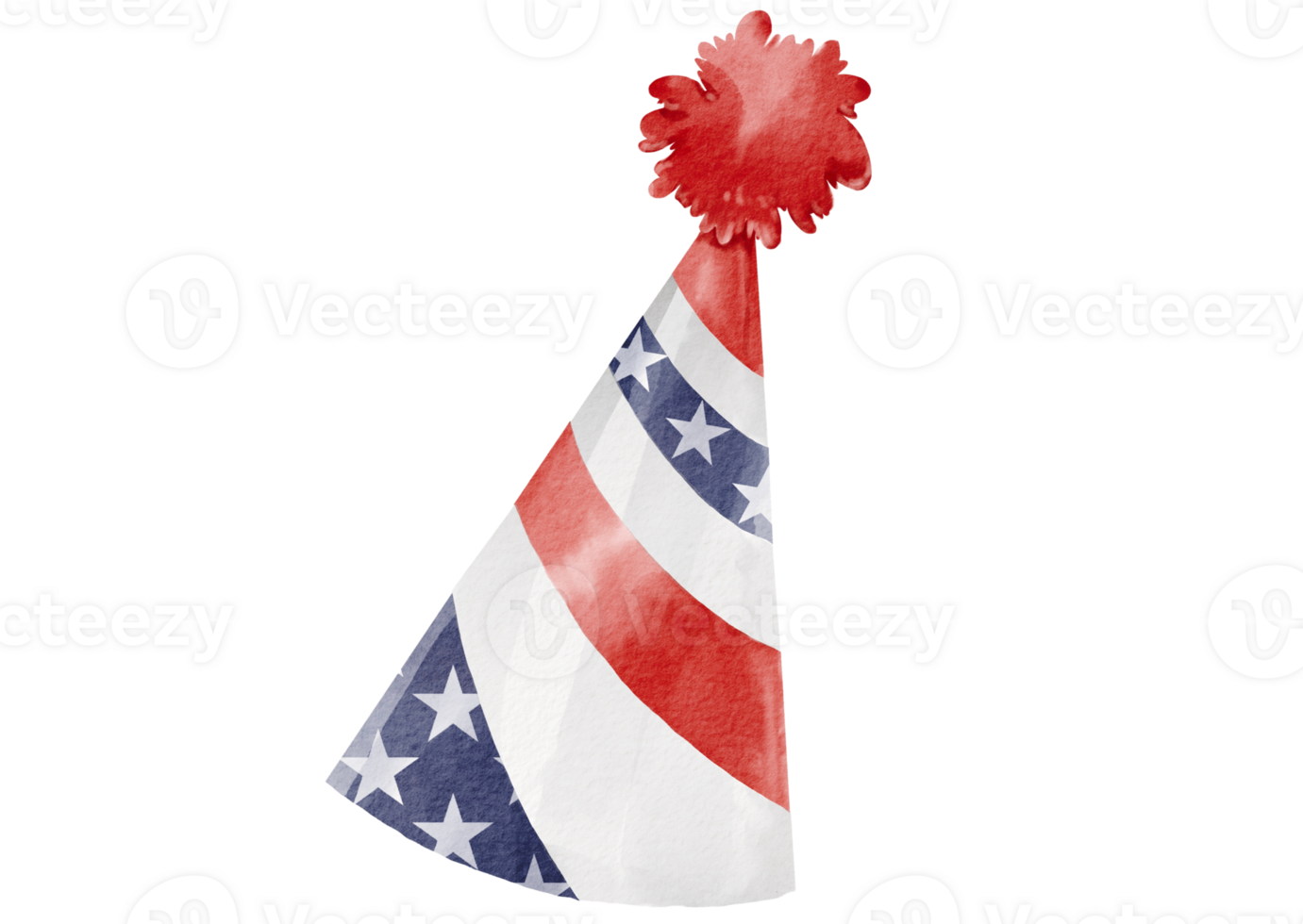 Hand draw party hat of USA flag  watercolor  brush paint isolate on png