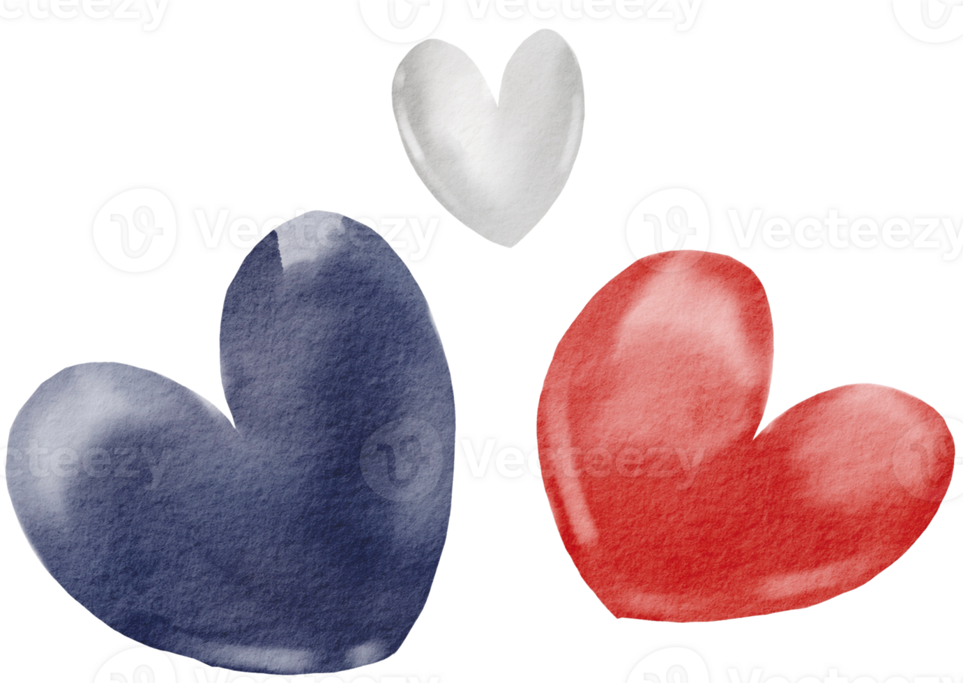 Hand draw heart shape USA flag  watercolor  brush paint isolate on png