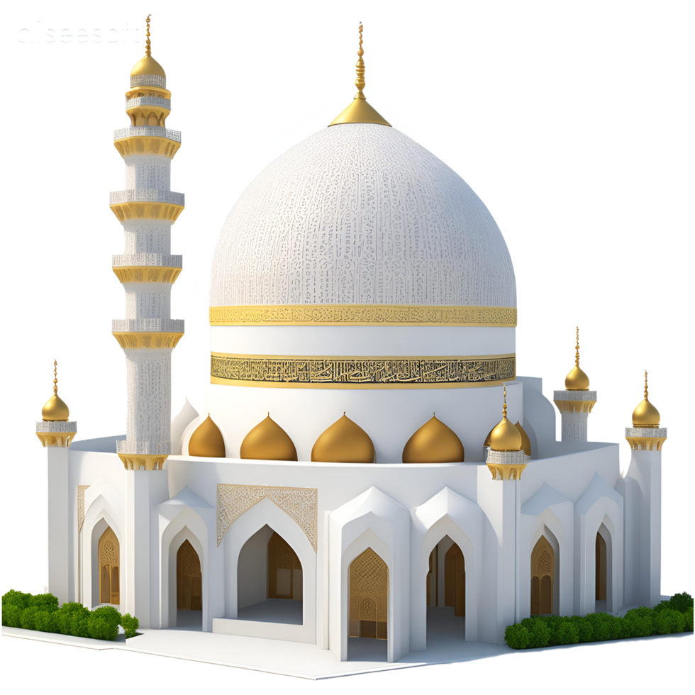 White 3D Render of an Islamic Mosque AI Generated png