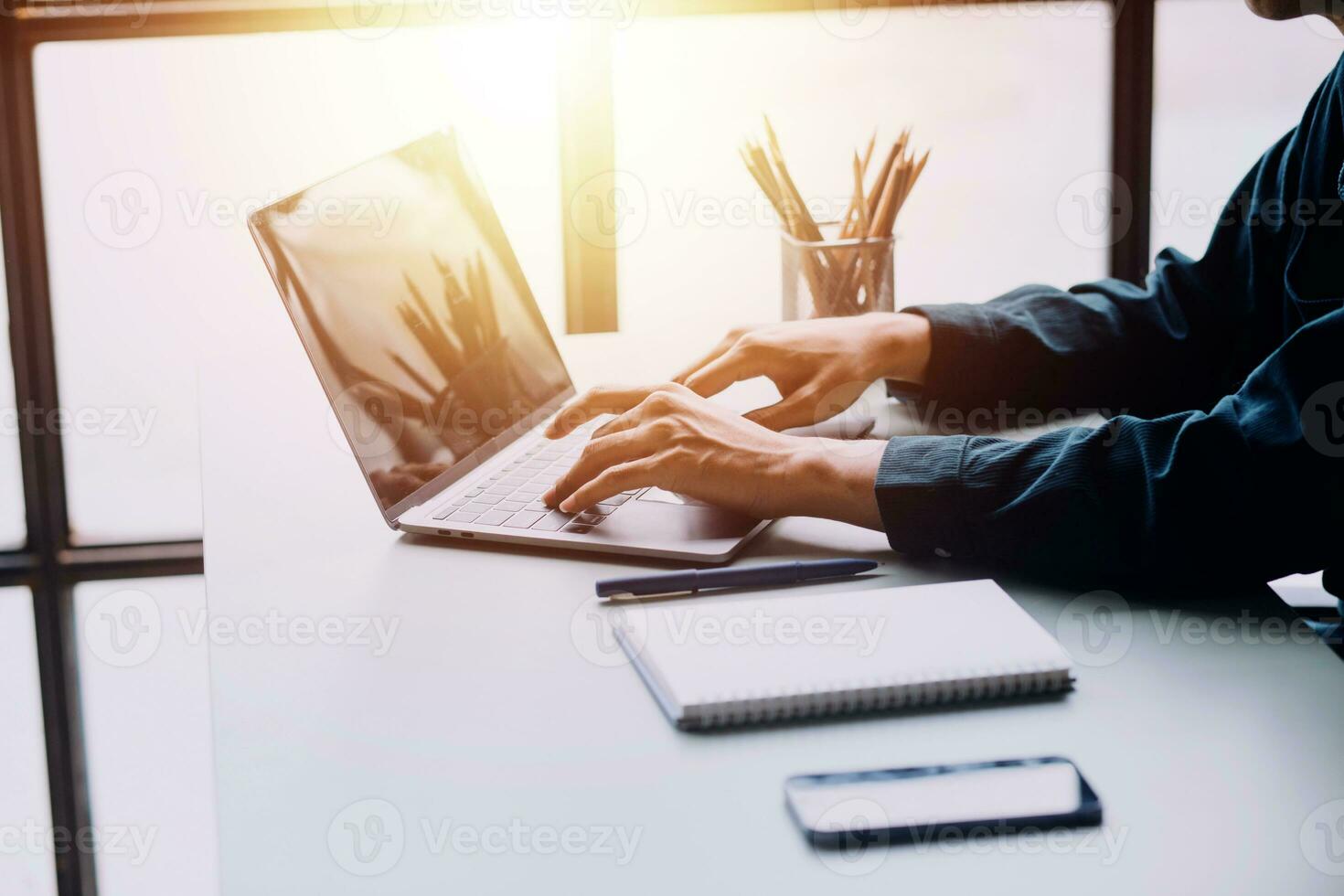 Financial Business team present. Business man hands hold documents with financial statistic stock photo, discussion, and analysis report data the charts and graphs. Finance Financial concept photo