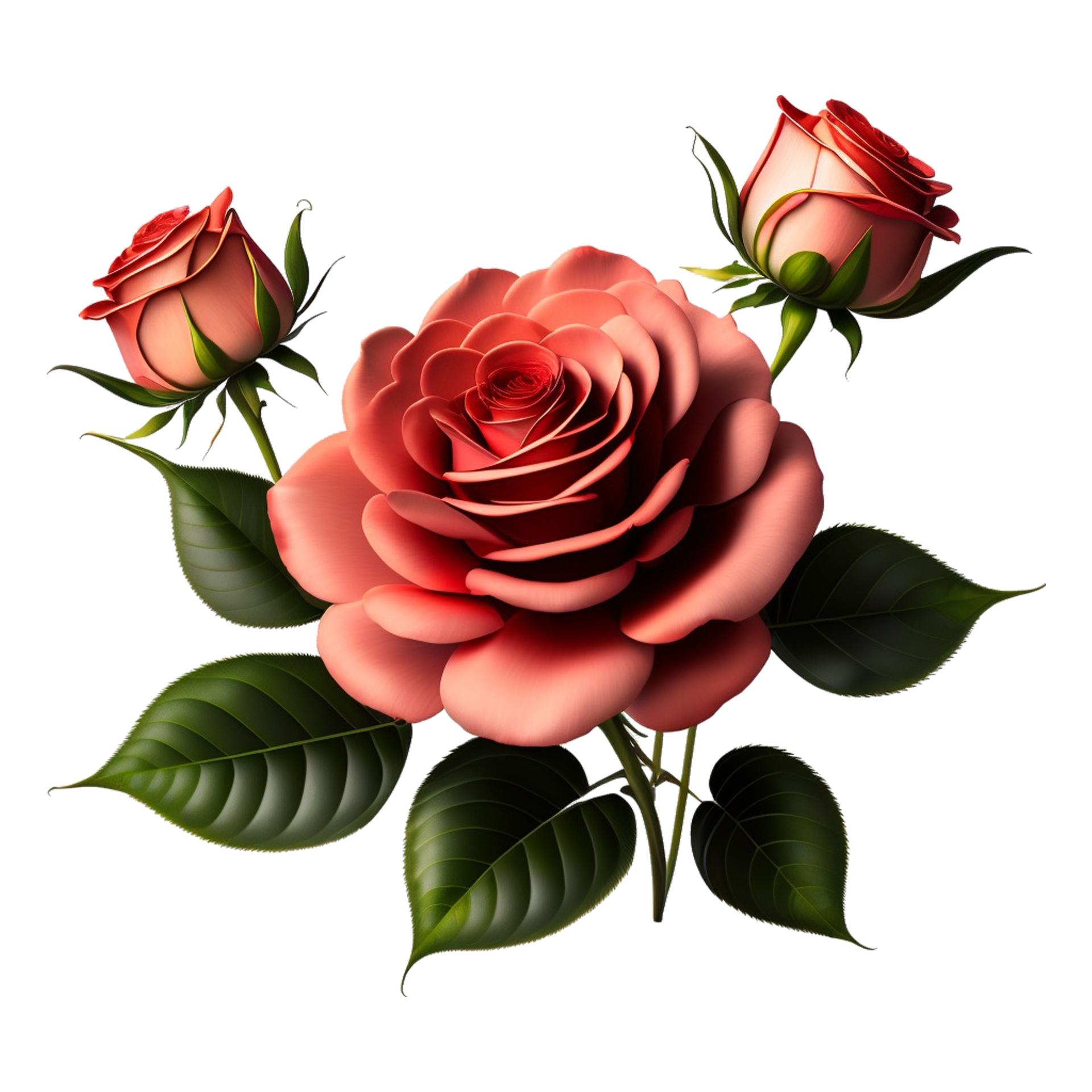 Beautiful Pink Roses And Leaves Ai Generated 24998312 Png