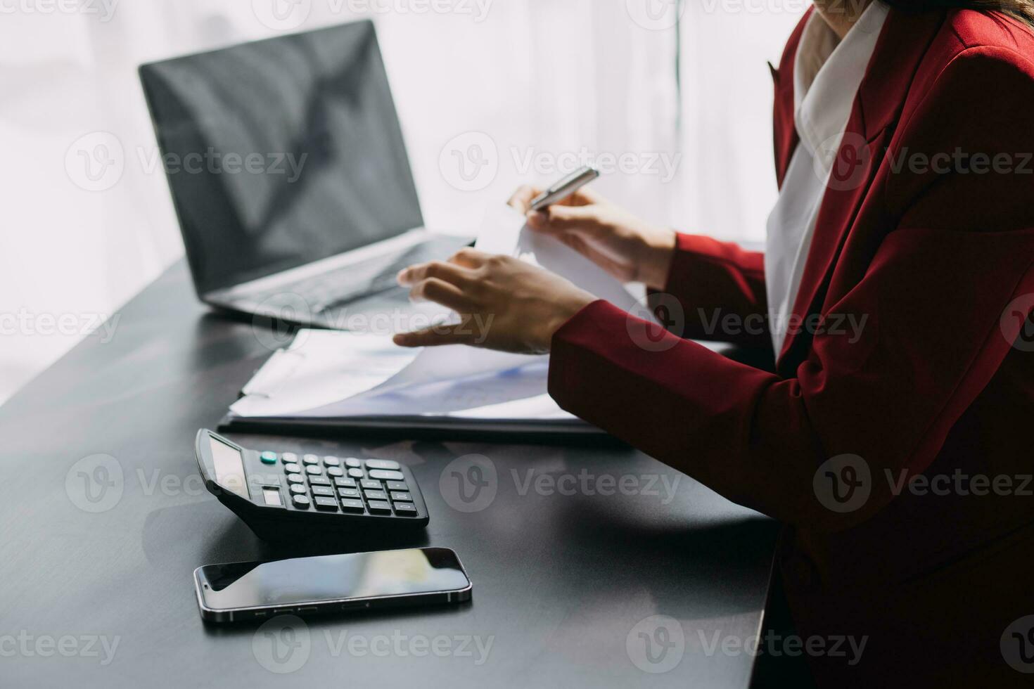 Team of business people are meeting to analyze data for marketing plan,Market research reports and income statistics, Financial and Accounting concept. photo