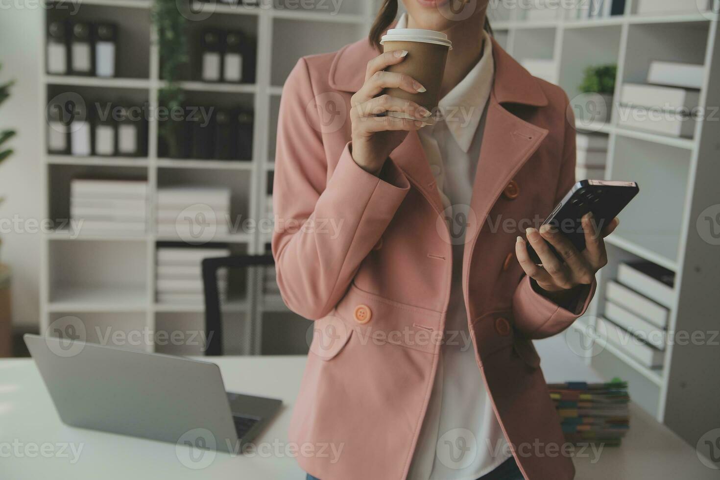 Audit concept,Administrator business man financial inspector and secretary making report calculating balance. Internal Revenue Service checking document. photo