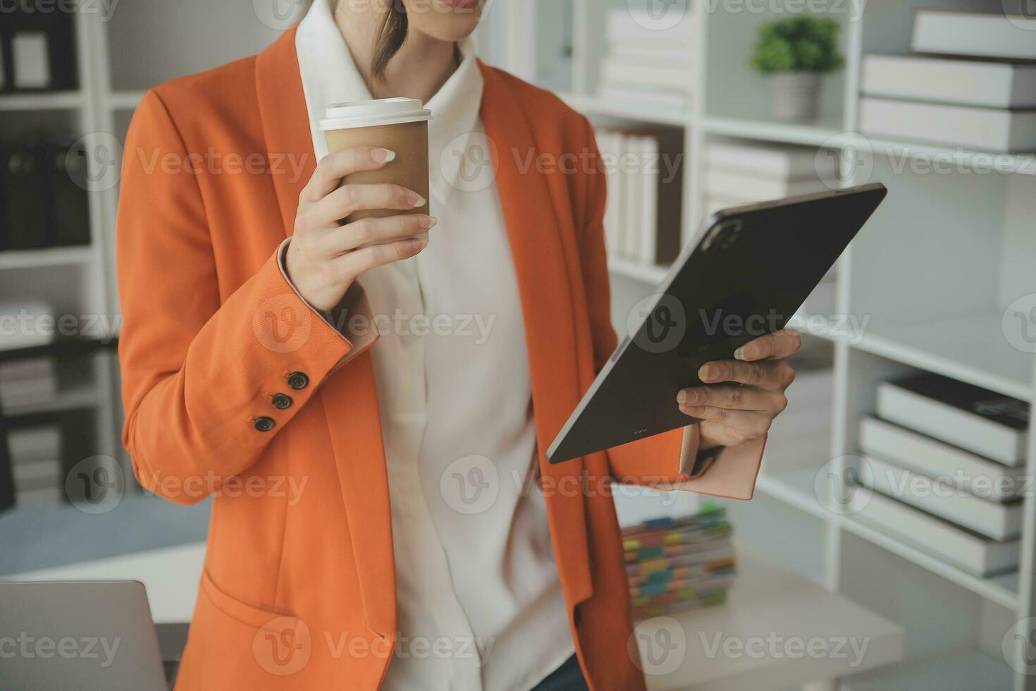 Audit concept,Administrator business man financial inspector and secretary making report calculating balance. Internal Revenue Service checking document. photo