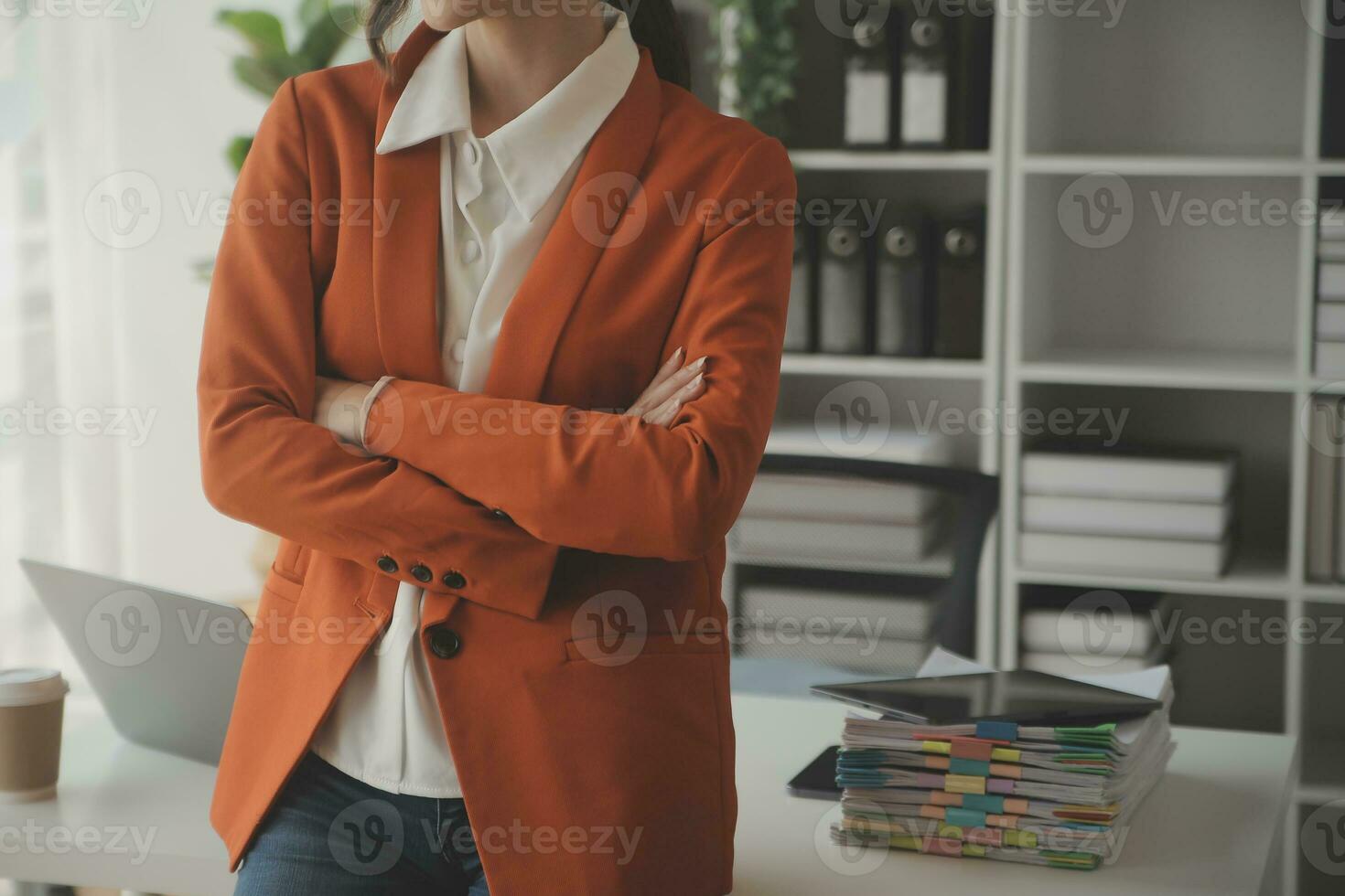 Audit concept,Administrator business man financial inspector and secretary making report calculating balance. Internal Revenue Service checking document. photo