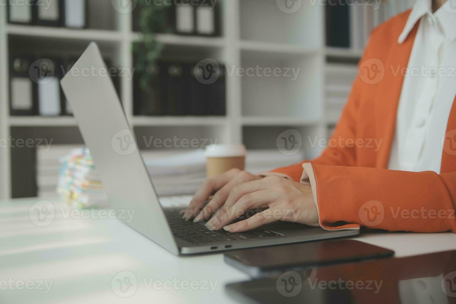 Audit concept,Administrator business man financial inspector and secretary making report calculating balance. Internal Revenue Service checking document. photo