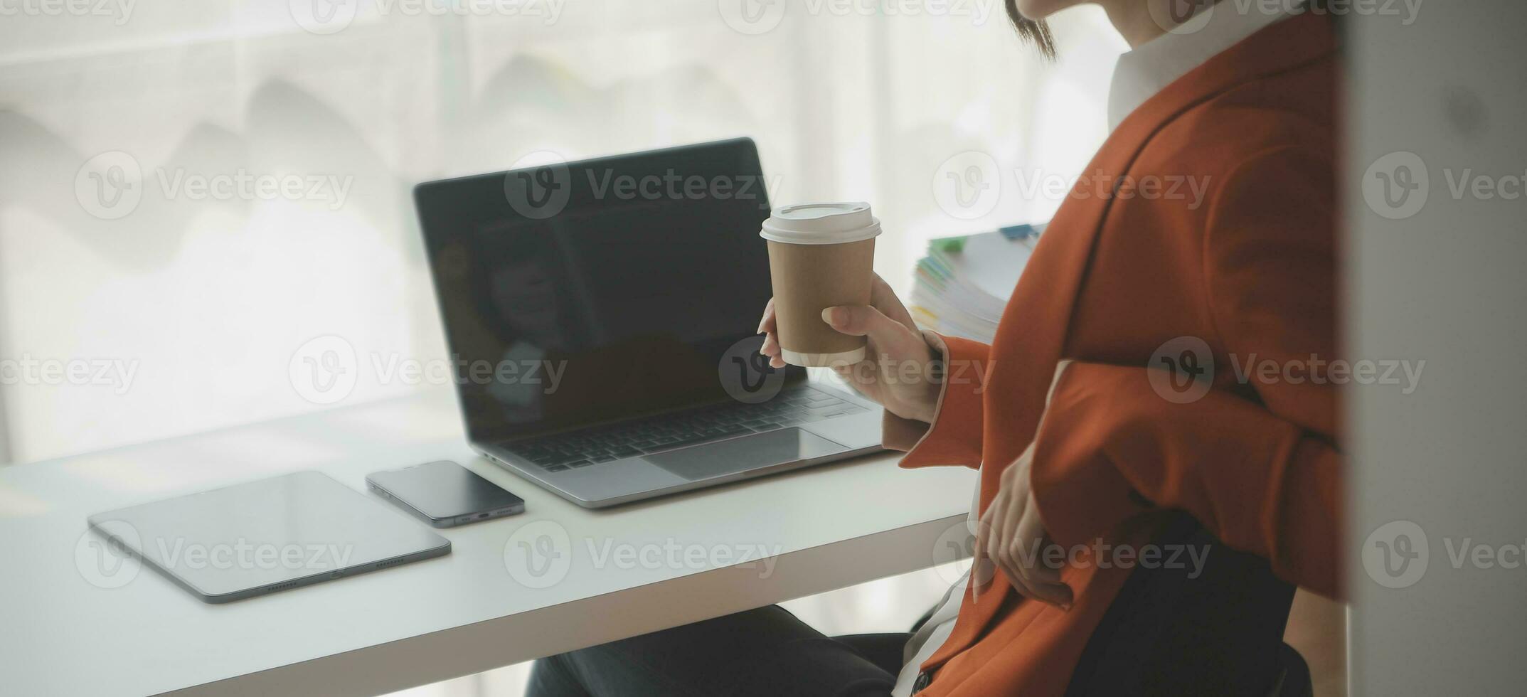 Audit concept,Administrator business man financial inspector and secretary making report calculating balance. Internal Revenue Service checking document. photo