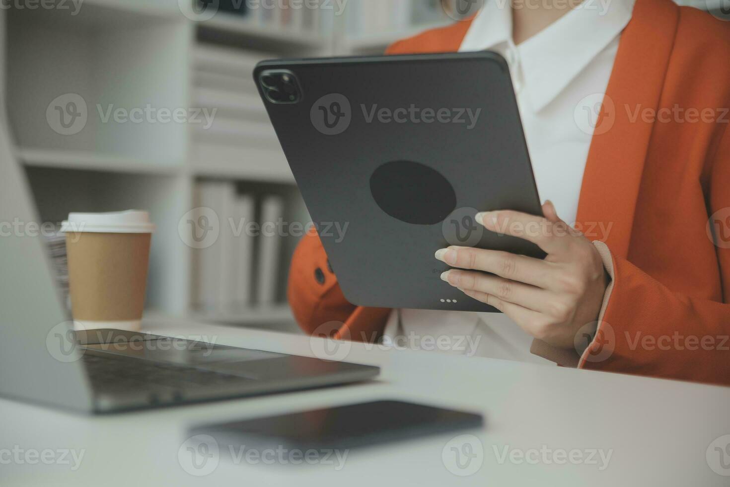 Audit concept,Administrator business man financial inspector and secretary making report calculating balance. Internal Revenue Service checking document. photo