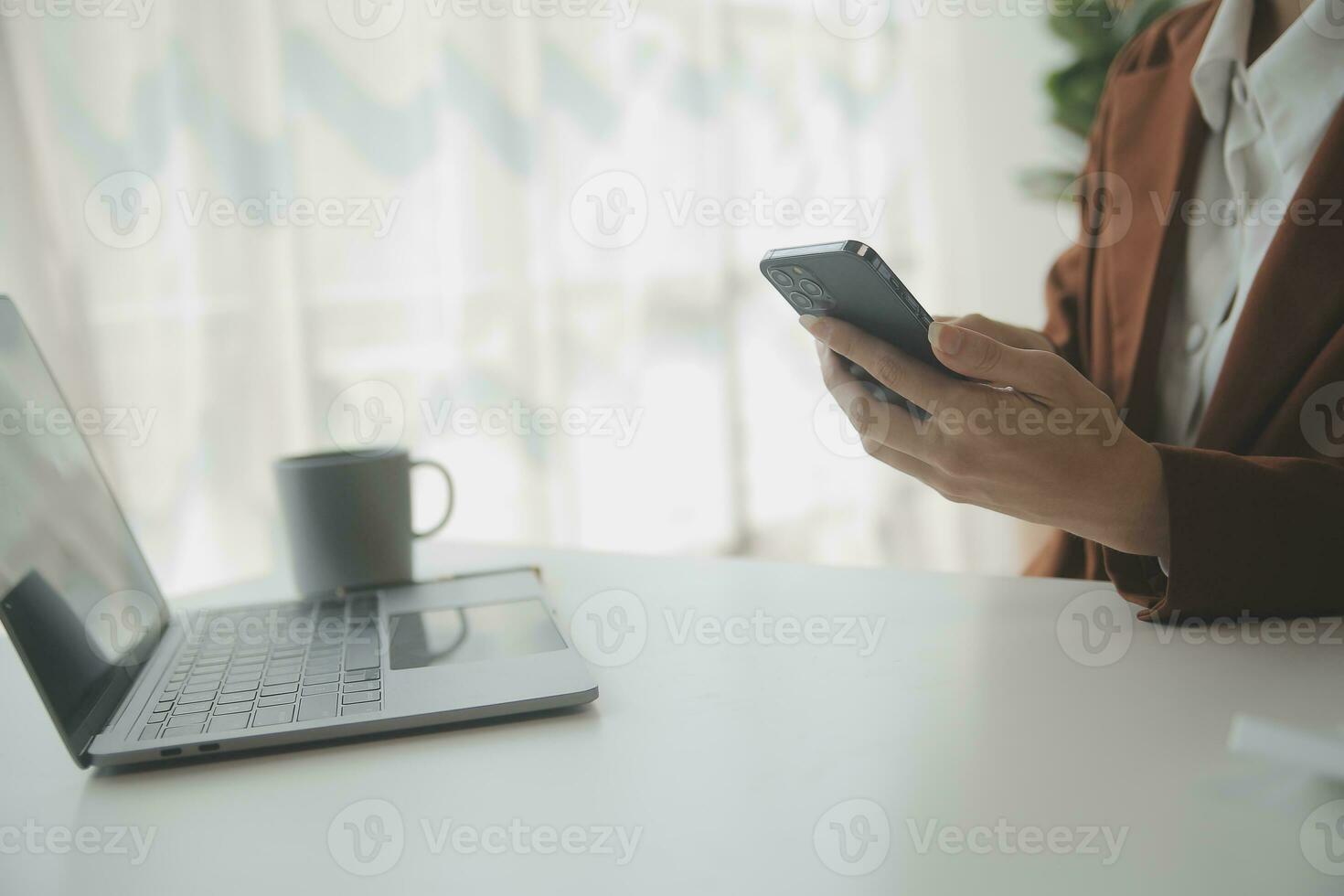 Audit concept,Administrator business man financial inspector and secretary making report calculating balance. Internal Revenue Service checking document. photo