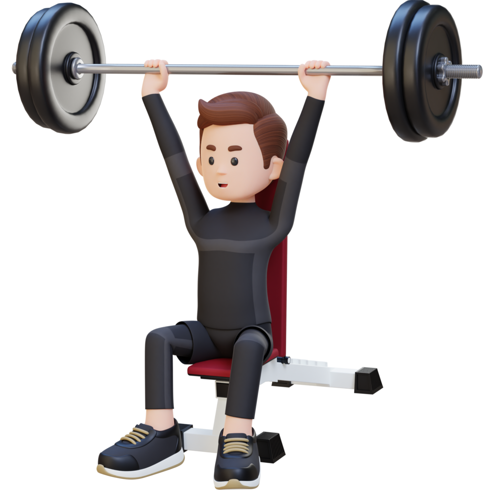 3D Sportsman Character Building Upper Body Strength with Overhead Bench Press Workout png
