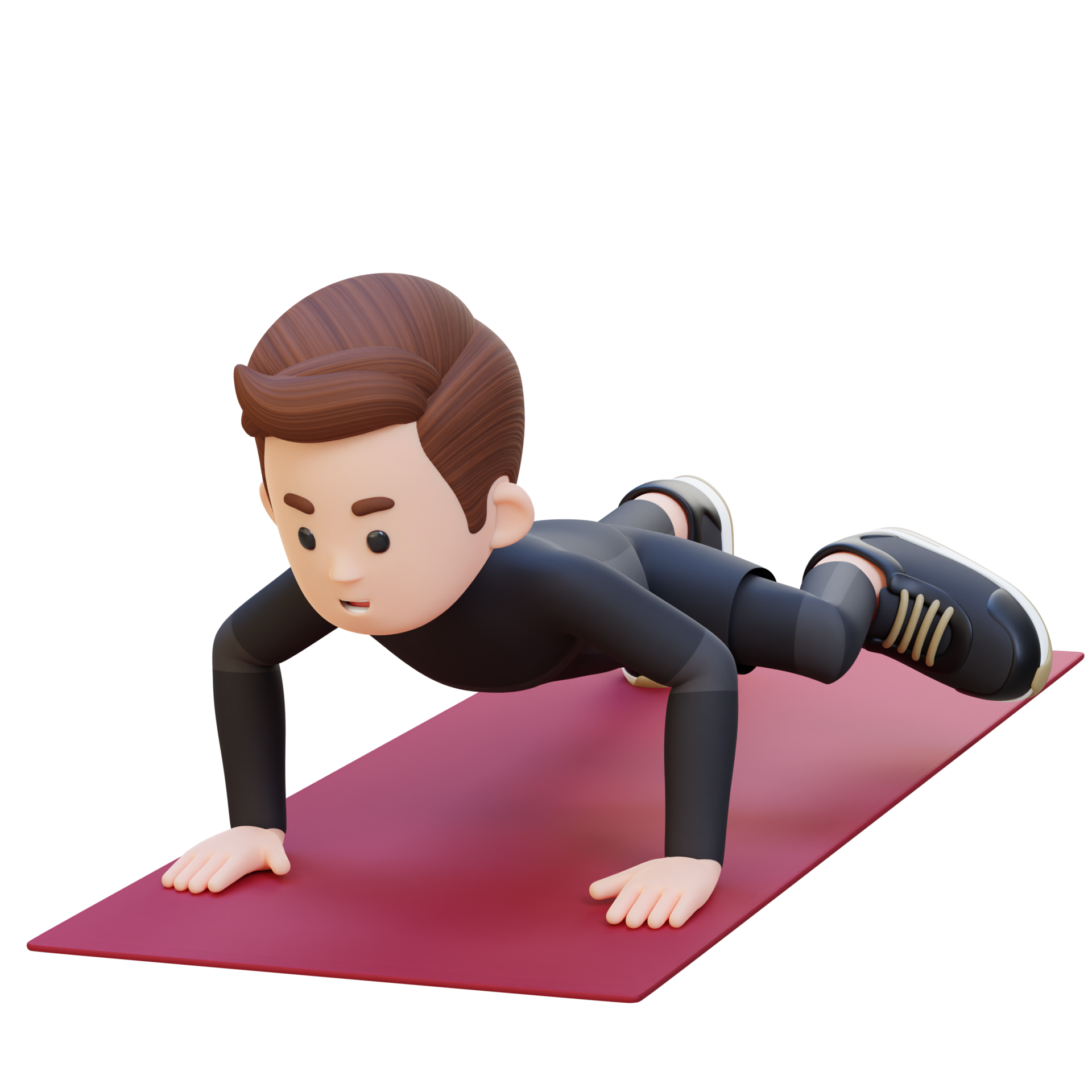 3D Sporty Male Character Performing Spiderman Push Up Exercise At Home 3d-sporty-male-character-performing-spiderman-push-up-exercise-at-home