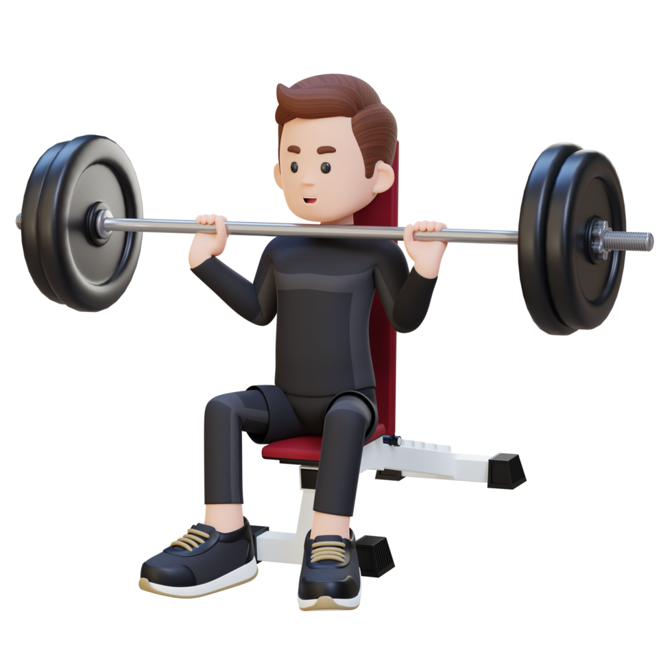 3D Sportsman Character Building Upper Body Strength with Overhead Bench Press Workout png