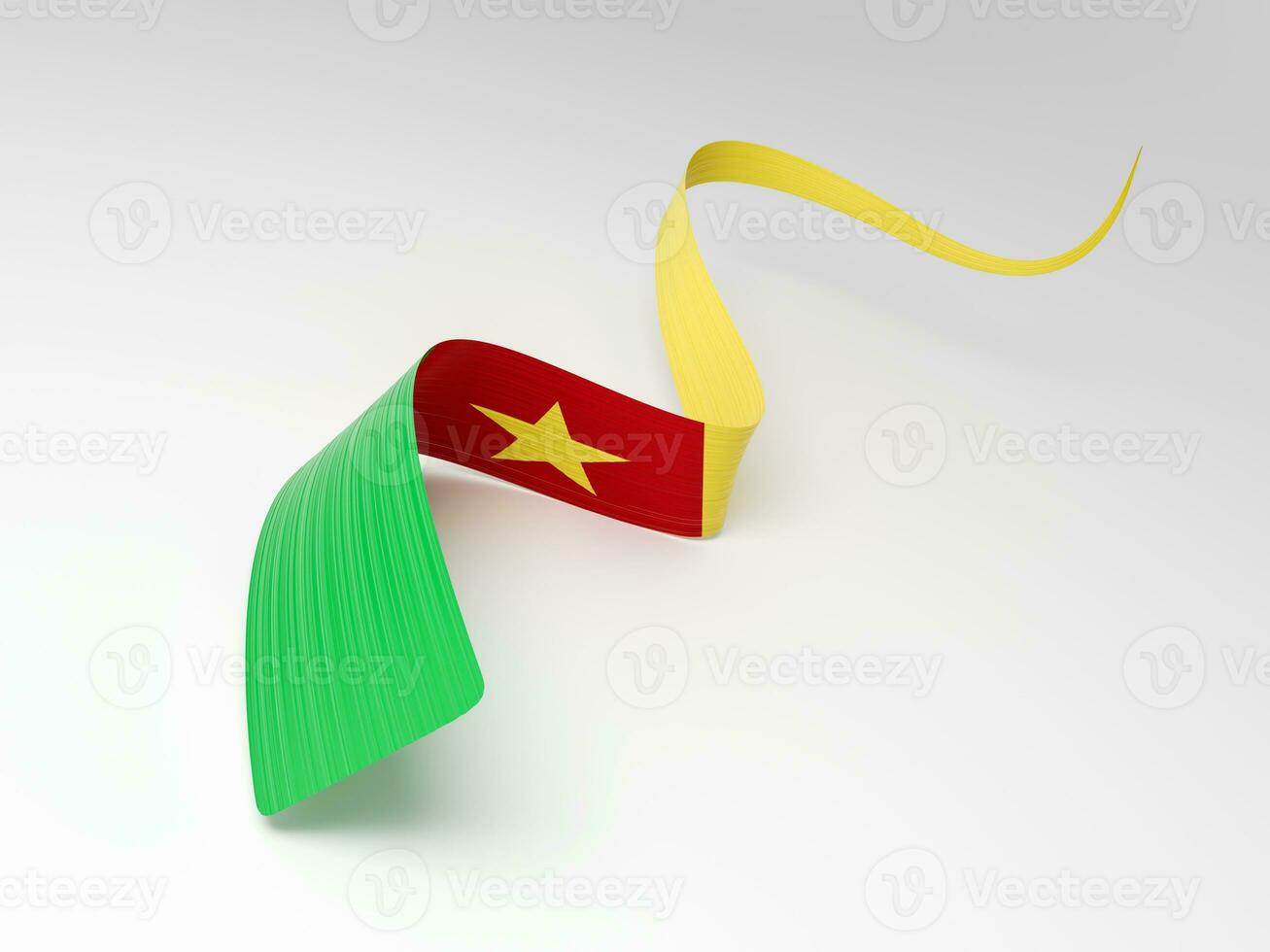 3d Flag Of Cameroon 3d Wavy Shiny Cameroon Ribbon Isolated On White Background, 3d illustration photo