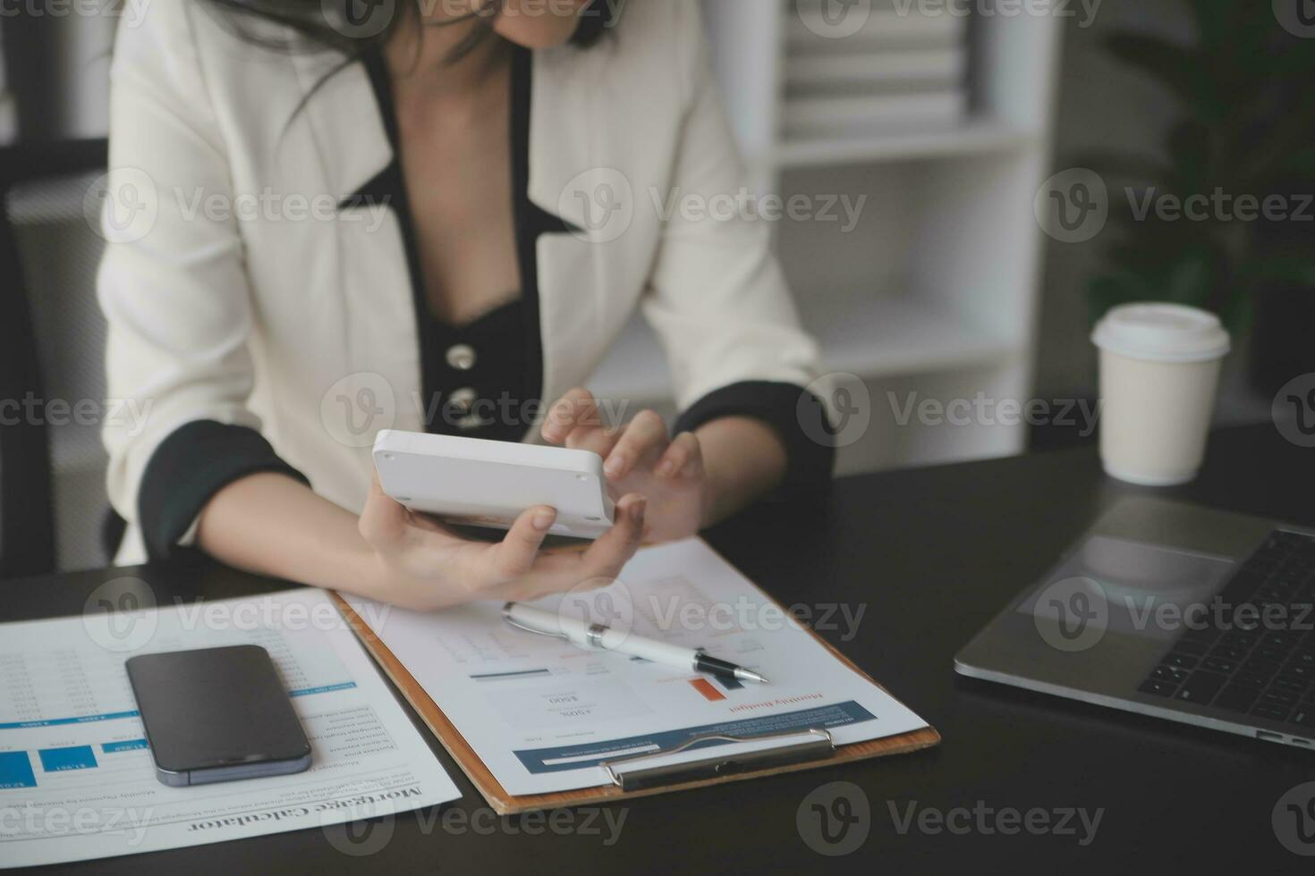 Business Documents, Auditor businesswoman checking searching document legal prepare paperwork or report for analysis TAX time,accountant Documents data contract partner deal in workplace office photo