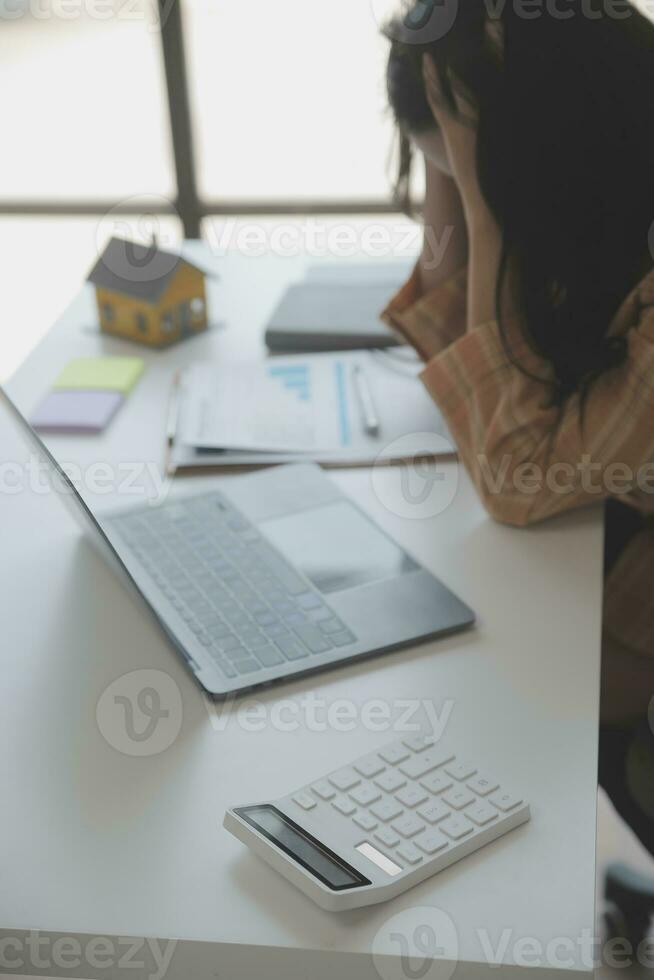 Business Documents, Auditor businesswoman checking searching document legal prepare paperwork or report for analysis TAX time,accountant Documents data contract partner deal in workplace office photo