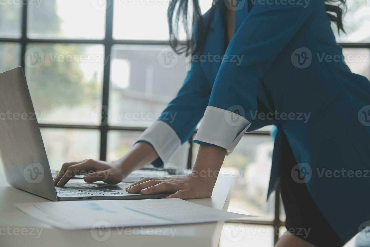 Business Documents, Auditor businesswoman checking searching document legal prepare paperwork or report for analysis TAX time,accountant Documents data contract partner deal in workplace office photo