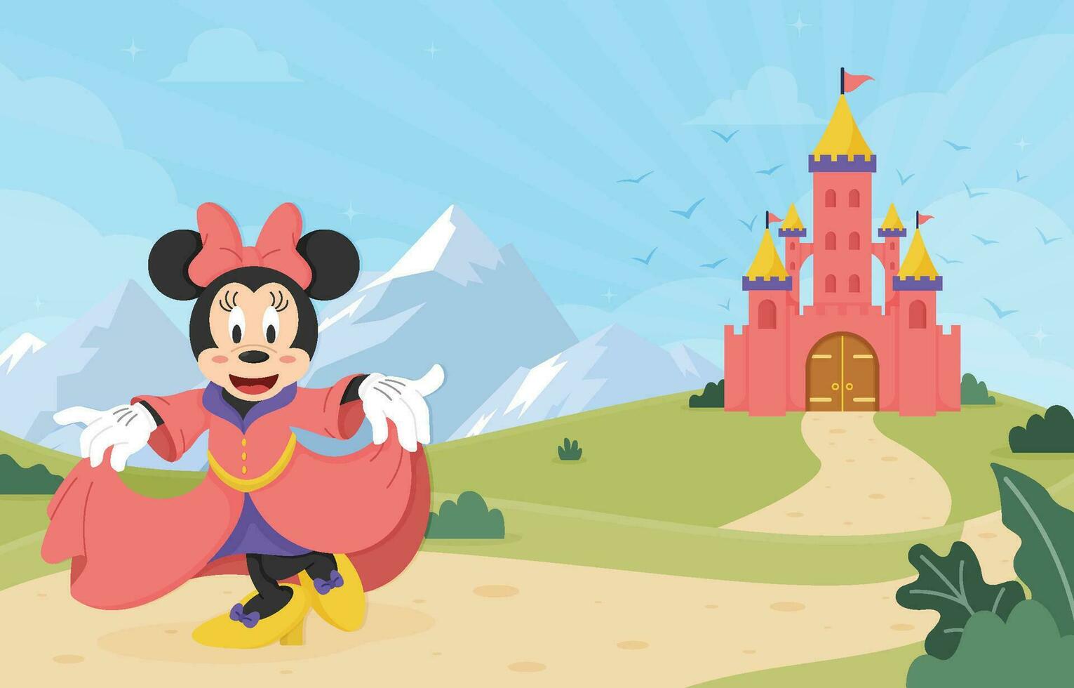 Pretty Mouse Princess Background Concept vector