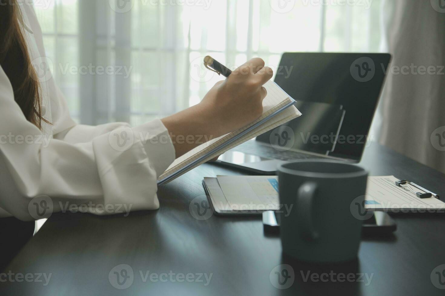 Audit concept,Administrator business man financial inspector and secretary making report calculating balance. Internal Revenue Service checking document. photo