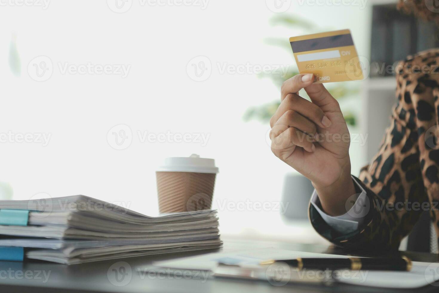 Concept online payment with cradit card. Hand of men using laptop for to payment make online health insurance. photo
