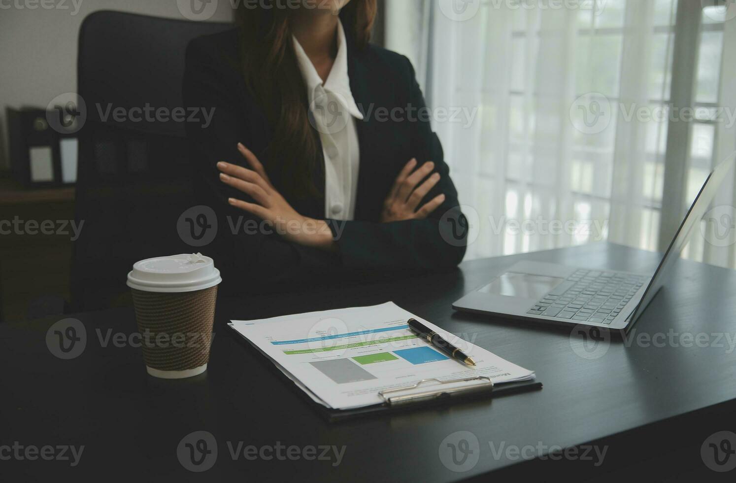 Audit concept,Administrator business man financial inspector and secretary making report calculating balance. Internal Revenue Service checking document. photo