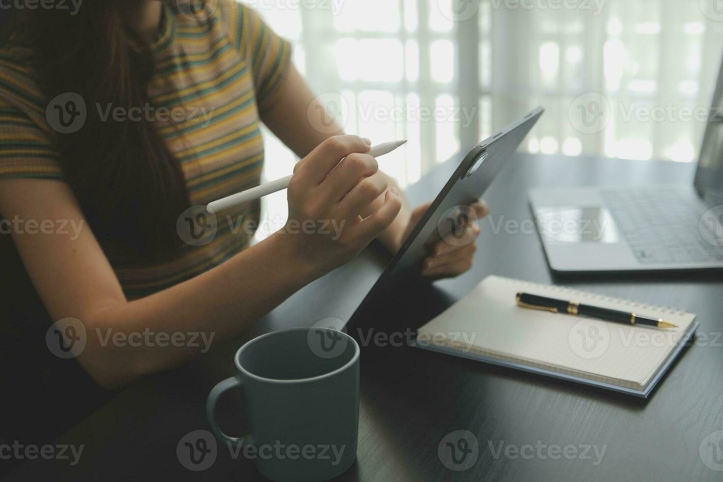 Audit concept,Administrator business man financial inspector and secretary making report calculating balance. Internal Revenue Service checking document. photo