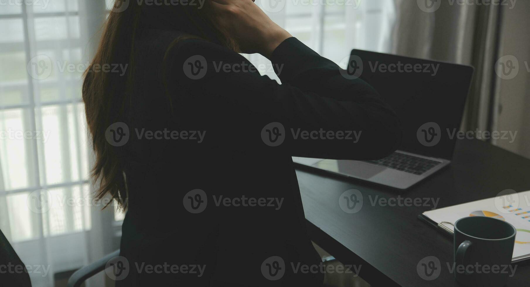 Audit concept,Administrator business man financial inspector and secretary making report calculating balance. Internal Revenue Service checking document. photo