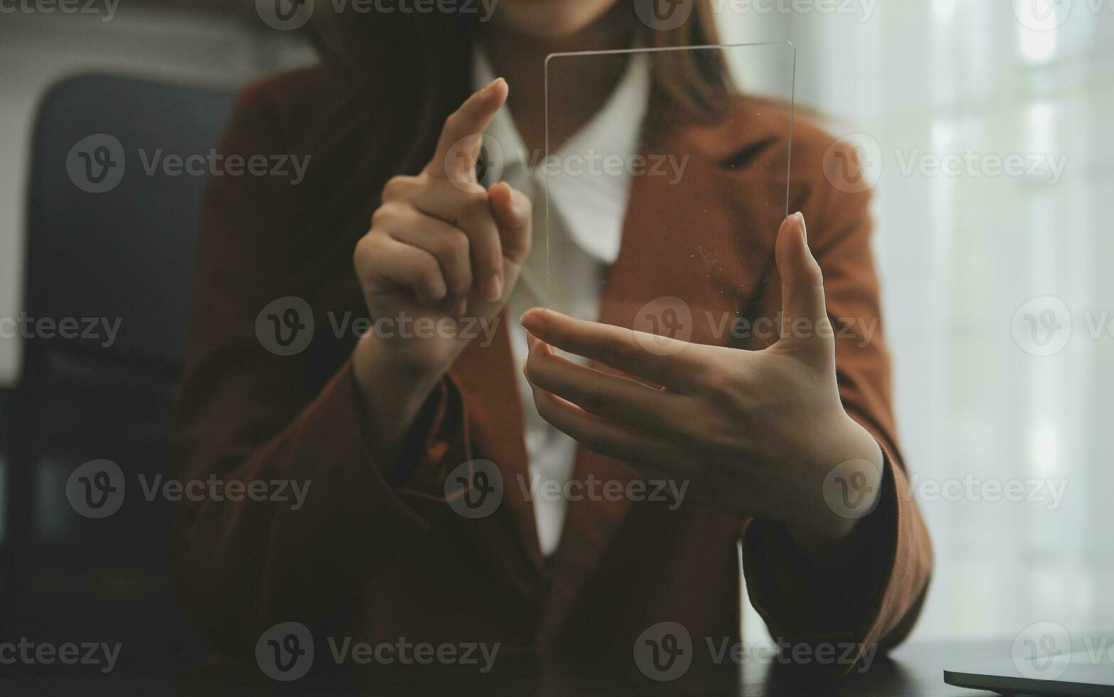 Audit concept,Administrator business man financial inspector and secretary making report calculating balance. Internal Revenue Service checking document. photo