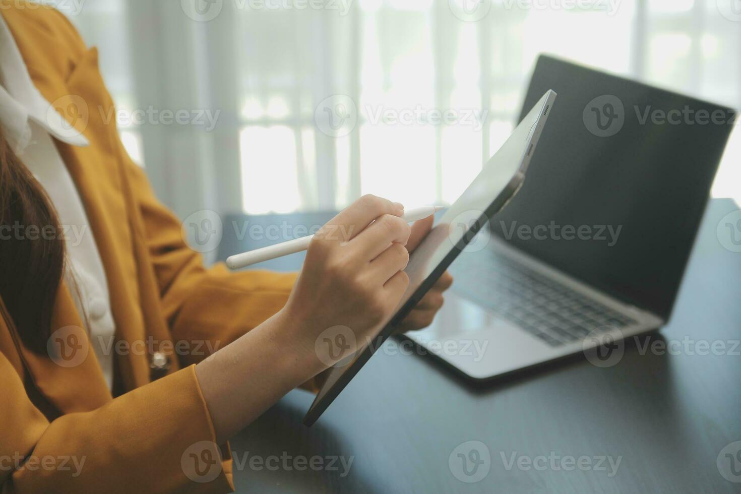 Audit concept,Administrator business man financial inspector and secretary making report calculating balance. Internal Revenue Service checking document. photo