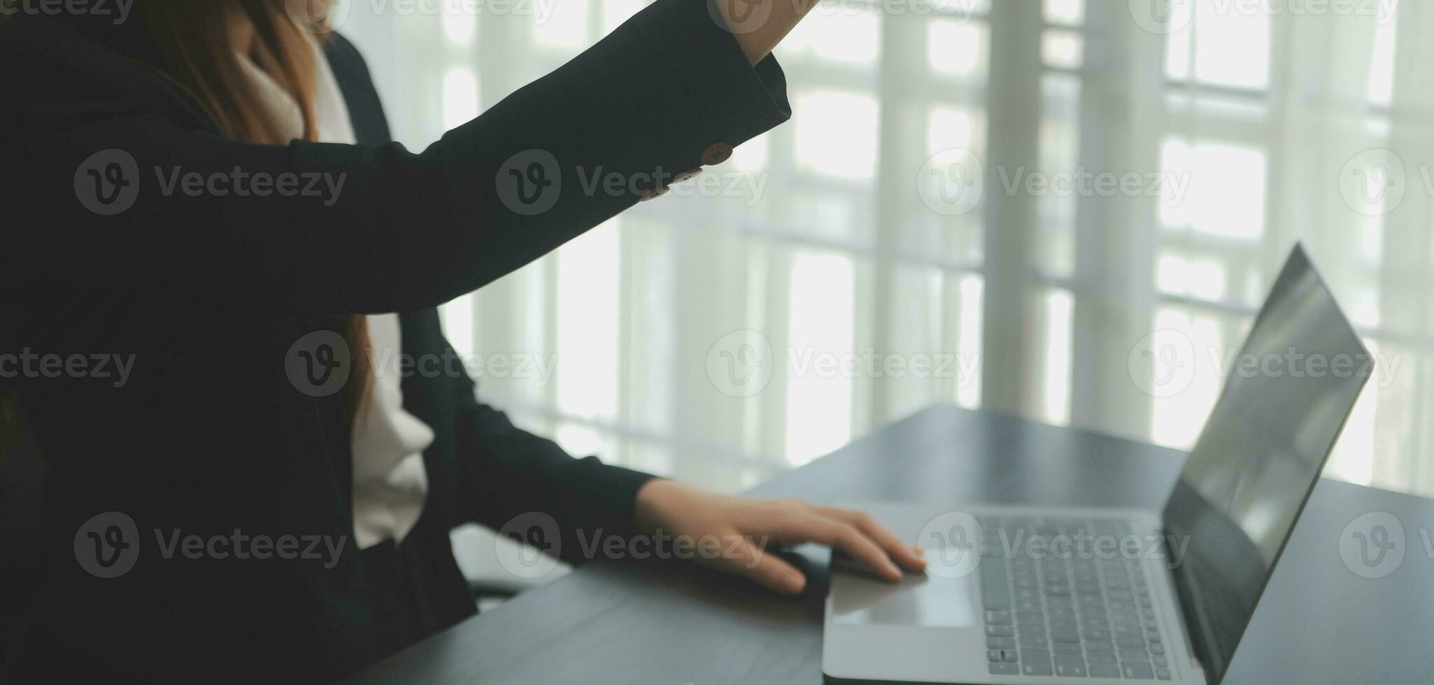 Audit concept,Administrator business man financial inspector and secretary making report calculating balance. Internal Revenue Service checking document. photo
