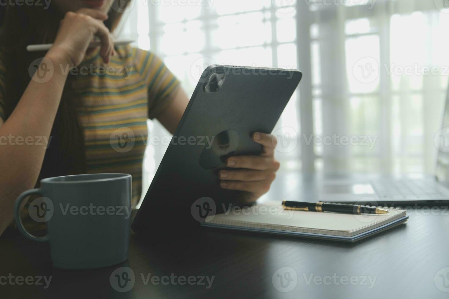 Audit concept,Administrator business man financial inspector and secretary making report calculating balance. Internal Revenue Service checking document. photo