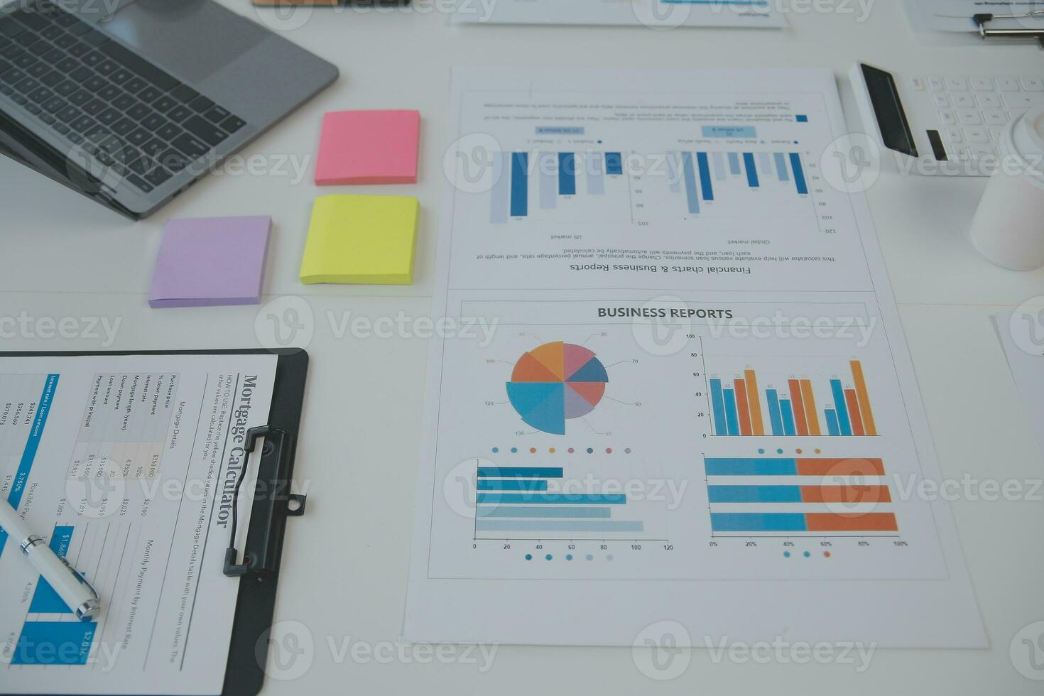 Team of business people working together in the meeting room office, teamwork background charts and graphs banner, double exposure successful teamwork,business planning concept. photo