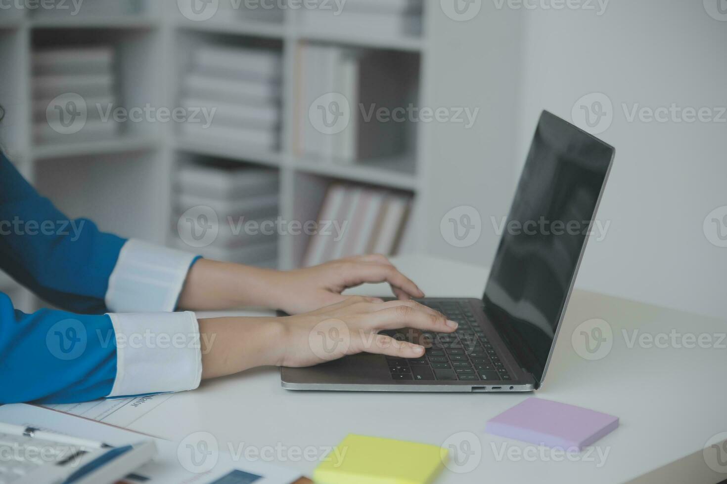 Audit concept,Administrator business man financial inspector and secretary making report calculating balance. Internal Revenue Service checking document. photo