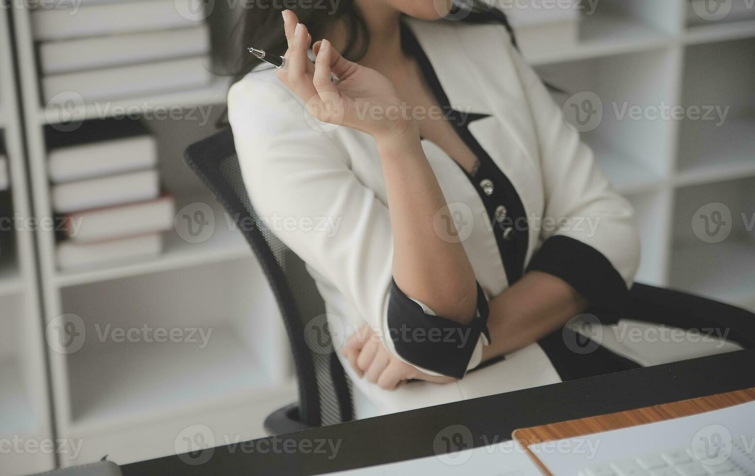 Audit concept,Administrator business man financial inspector and secretary making report calculating balance. Internal Revenue Service checking document. photo