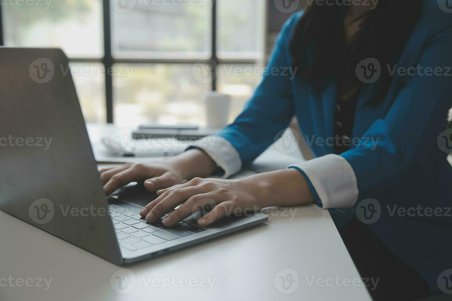 Audit concept,Administrator business man financial inspector and secretary making report calculating balance. Internal Revenue Service checking document. photo
